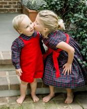 Load image into Gallery viewer, Red Cord Jon Jon with Blue Spruce Shirt

