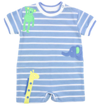 Load image into Gallery viewer, Stripe Knit Shortall With Zoo Animals
