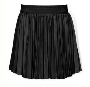 Black Pleated Faux Leather Mini Skirt