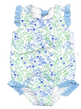 Load image into Gallery viewer, Audrey One Piece Swimsuit - Blue Green Floral
