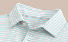Load image into Gallery viewer, Heather Wake Blue Stripe Performance Polo
