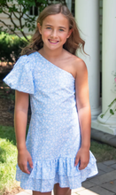 Load image into Gallery viewer, Blue Floral One Shoulder Dress
