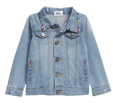 Load image into Gallery viewer, Happy Rainbow Gems Denim Jacket

