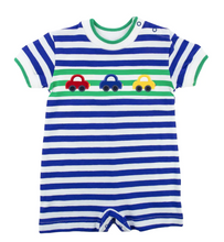 Load image into Gallery viewer, Stripe Knit Shortall With Cars
