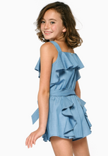 Load image into Gallery viewer, Blue Ruffle Trimmed Romper
