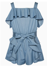 Load image into Gallery viewer, Blue Ruffle Trimmed Romper
