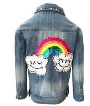 Load image into Gallery viewer, Happy Rainbow Gems Denim Jacket
