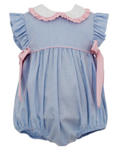 Load image into Gallery viewer, Blue Gingham Bubble With Side Bows
