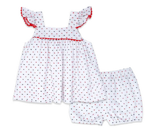 Sally Swing Set - Navy and Red Swiss Dot