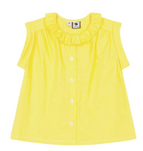Load image into Gallery viewer, Iris Yellow Dot Ruffle Top
