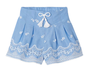 Blue Skort With White Embroidery