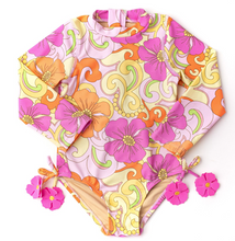 Load image into Gallery viewer, Groovy Blooms Long Sleeve One Piece Swimsuit

