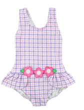 Load image into Gallery viewer, Plaid Swimsuit With Flowers
