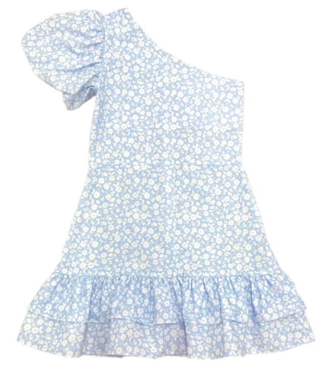 Blue Floral One Shoulder Dress Belles & Beaux Blue Floral One Shoulder Dress Belles & Beaux