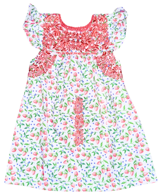 Sweet Berry Flutter Sleeve Dress