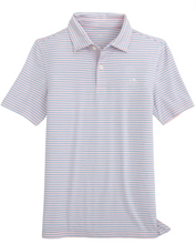 Load image into Gallery viewer, Heather Pale Pink Rosette Stripe Performance Polo

