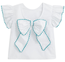 Load image into Gallery viewer, Stockton Blouse - White With Turquoise
