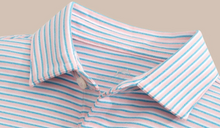 Load image into Gallery viewer, Heather Pale Pink Rosette Stripe Performance Polo
