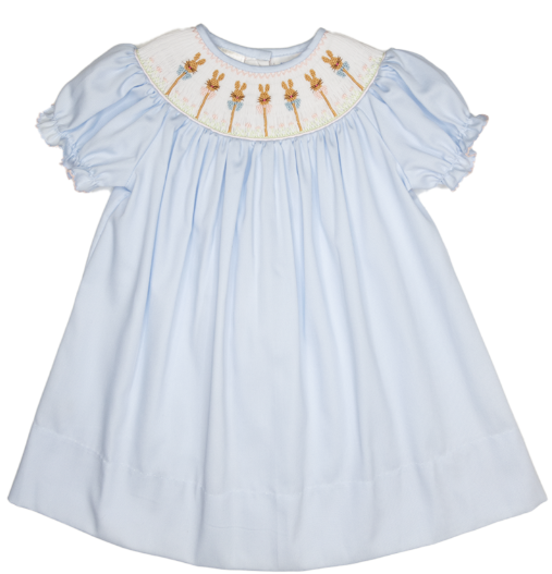 Emma Light Blue Bunny Smocked Bishop