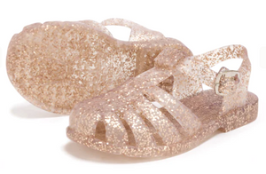 New Rose Gold Glitter Jelly Sandals