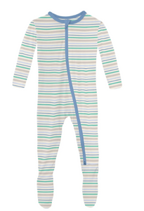 Mythical Stripe Footie With 2-Way Zipper