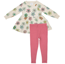 Load image into Gallery viewer, Painted Daisies Raglan Dress And Ribbed Leggings
