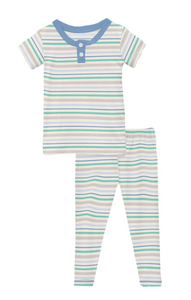 Mythical Stripe Short Sleeve Henley Pajama Set
