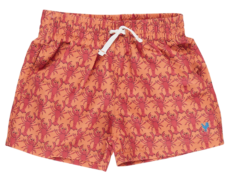 Boys Swim Trunk - Orange Lobsters