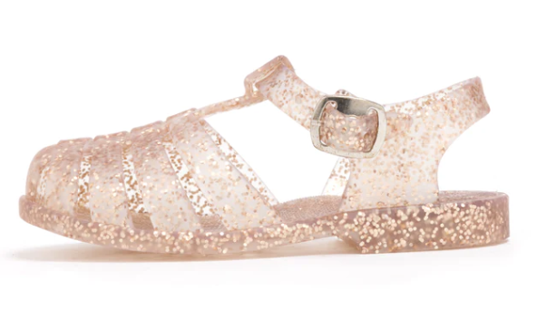 New Rose Gold Glitter Jelly Sandals