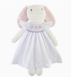 Knit Bunny 14"Doll With Lavender Dot Dress