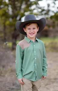 Sage Green And Khaki Long Sleeve Shirt