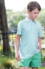 Load image into Gallery viewer, Performance Polo in Green Spruce Stripe
