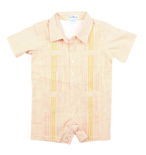 Load image into Gallery viewer, Pink And Citrus Check Short Sleeve Guayabera Romper
