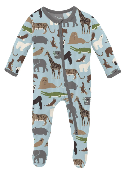 Spring Sky Zoo Footie With Two Way Zipper