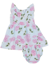 Load image into Gallery viewer, Hydrangeas Picot Trim Edged Dress &amp; Bloomer
