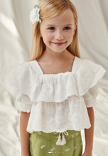 Load image into Gallery viewer, White Eyelet Cropped Blouse

