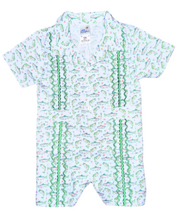 Tight Lines Green Guayabera Romper