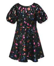 Load image into Gallery viewer, Black Foil Flowered Dress
