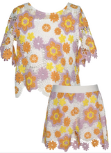 Load image into Gallery viewer, Yellow Flower Crochet Top And Shorts
