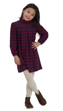 Load image into Gallery viewer, Suzy Navy And Red Stripe Turtle Neck Dress
