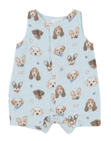 Vintage Puppy Faces Shortie Romper