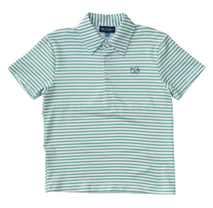 Performance Polo in Green Spruce Stripe