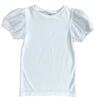 Load image into Gallery viewer, White Puff Sleeve Pima Top
