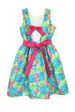 Load image into Gallery viewer, Blue Tropical Print A-Line Dress
