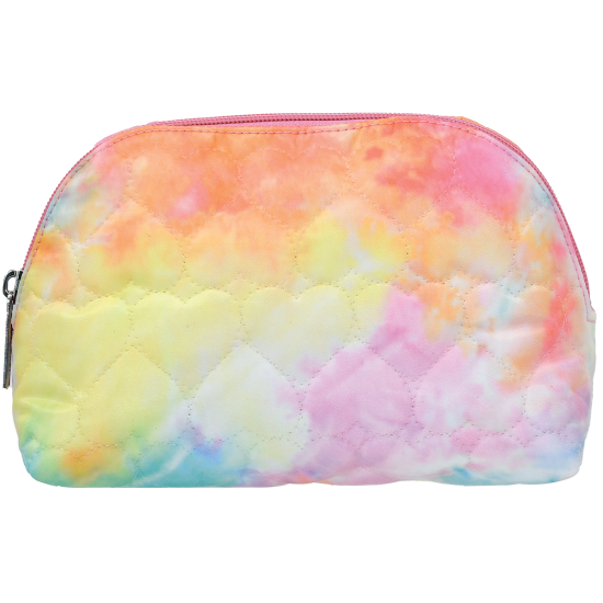 Cotton Candy Heart Quilted Oval Cosmetic Bag