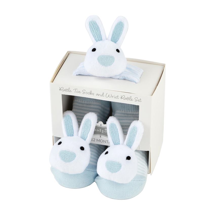 Blue Bunny Wrist And Sock Rattle