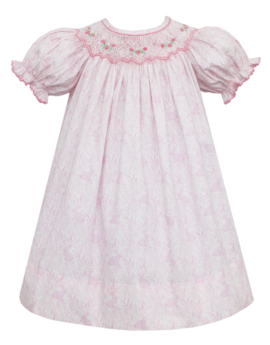 Lily Short Sleeve Bishop - Pink Bunnies