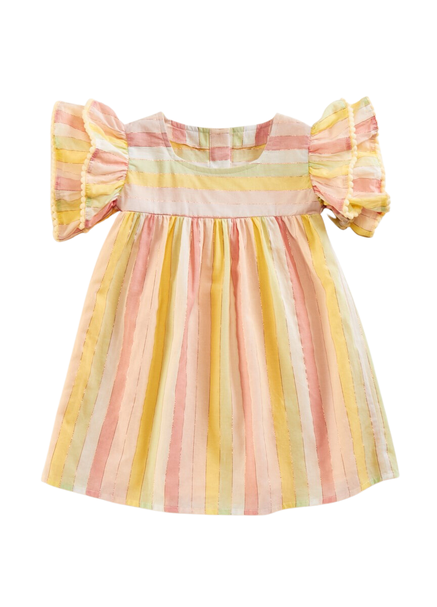 Pastel Stripe Dress With Lurex Thread