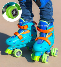 Load image into Gallery viewer, Turquoise Quad Skates With Shark Wheels

