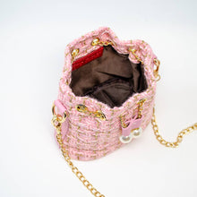 Load image into Gallery viewer, Tweed Drawstring Bag - Pink
